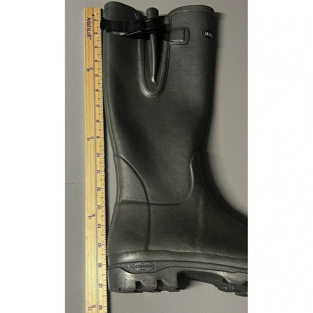 Le Chameau Neoprene Lined Rubber Hunting Rain Boots EU 41 Green Gray Morocco